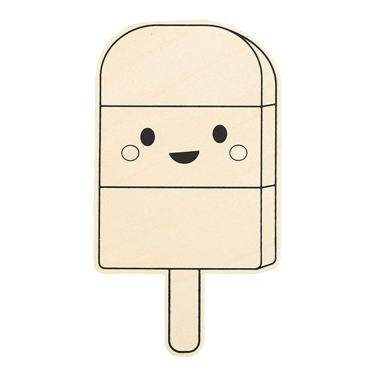 Fun Express Color Your Own Large Wood Popsicle Shapes - Creative Craft Kit for Kids Perfect for DIY Projects Summer Crafts Home Activities Party Fun & Seasonal Decorations - 12 Pieces