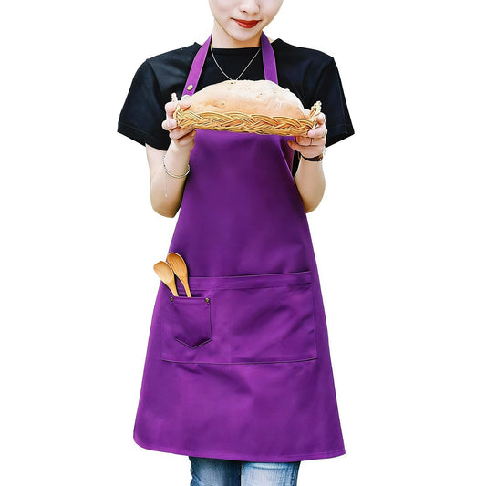 MORNITE Apron Women for Artist Painting Ceramics Baking Cooking Cafe, Art Craft Smock Apron with Pockets for Women, Purple