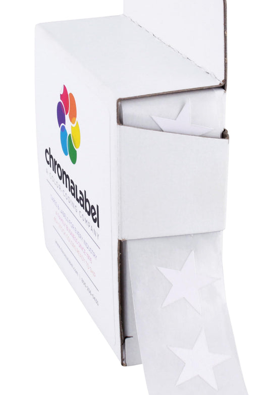 ChromaLabel 3/4 Inch White Star Stickers Small Stickers, School Reward Stickers, Small Star Sticker for Arts and Crafts - 1000 Sticker Labels per Dispenser Box, White