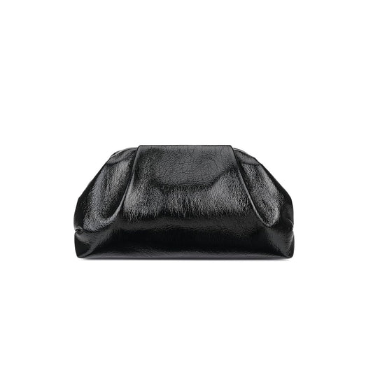 MXCMXC Elegant Evening Purse Cloud Pouch Bag for Women, Metallic Leather Ruched Clutch Dumpling Handbag for Wedding Party (Silver)