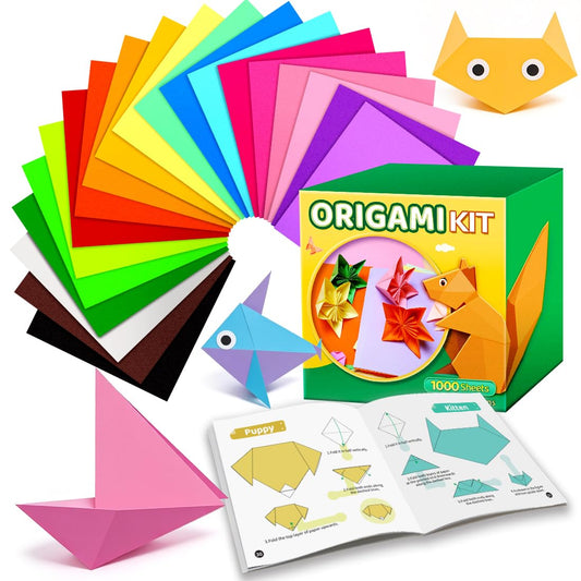EPPINGWIN 1000 Sheets Origami Paper, 20 Colors Colored Paper, 6"×6" Square Paper for Crafts, Origami Kit with Craft Guide