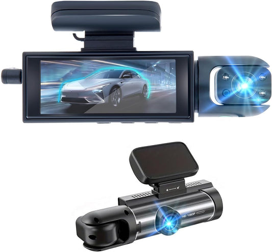 Wkreuoar 24Hr (1080 Dash Camera Front and Inside,Dashcams for Cars with IR Night Vision Loop Recording G-Sensor Parking