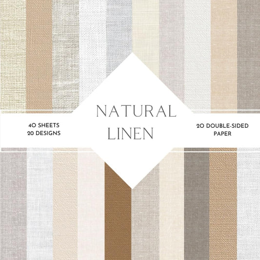 Natural Linen Scrapbook Paper: | Natural Linen Craft Paper | 8.5 x 8.5 inch | Stripes Themed Patterns | 40 patterned double sided pages (20 designs) |