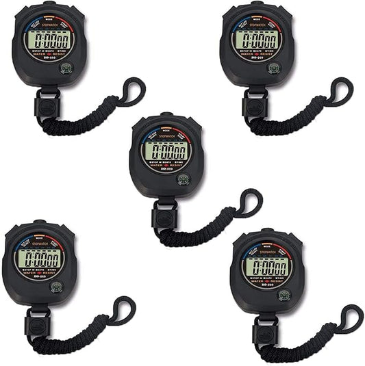 Multi-Function Electronic Digital Sport Stopwatch Timer, Large Display with Date Time and Alarm Function,Suitable for Sports Coaches Fitness Coaches and Referees (5pack)