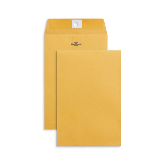 Blue Summit Supplies 100 6” x 9” Clasp Envelopes with Gummed Seal, Small Clasp Mailing Envelopes Made From 28lb Kraft Paper, For Smaller Items or Handling Cash, Bulk 100 Pack