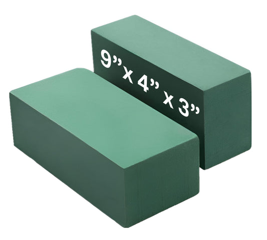 2 Pcs Floral Foam Blocks (Larger Size 9" X 4" X 3" Each) Florist Flower Foam Green Bricks Applied Dry or Wet Flower Foam Bricks Arrangement Supplies for Artificial or Fresh Flowers