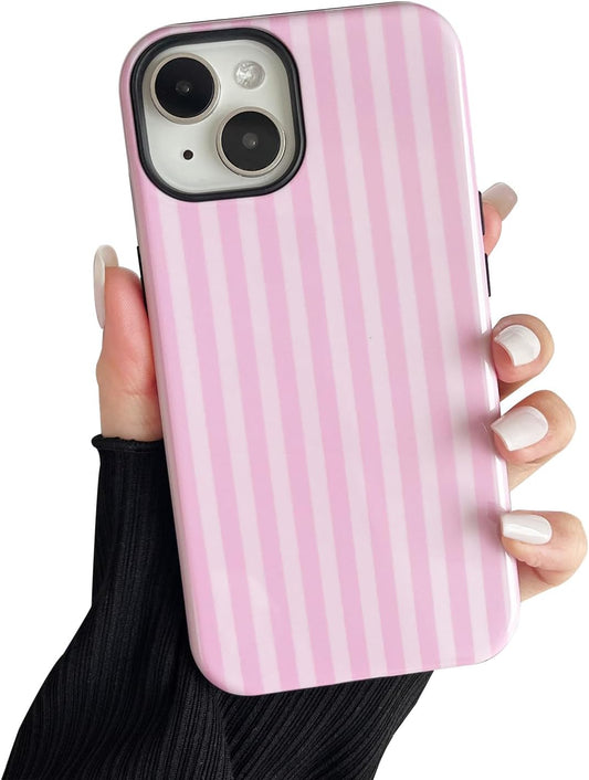 CHEDEMK 13/14 13/14 6.1"- Compatible with iPhone Case, Cute Fashion Aesthetic Striped Pattern Cover for Women