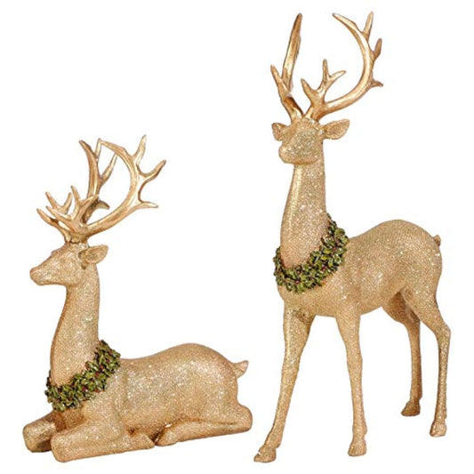 Vita Domi Christmas Reindeer Figurines, Gold Deer Christmas Decor, Christmas Deer Decorations Indoor, Gold Reindeer Decor, Venados De Navidad, Reindeer Christmas Decoration, Christmas Deer Figurines