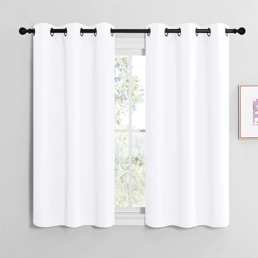 NICETOWN White Window Curtain Panels - 50% Light Blocking for Bedroom & Dining Room | Set of 2 (42" x 50")