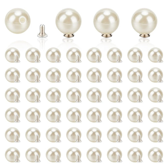 AHANDMAKER 150 Sets 10mm Pearl Buttons, No Sew White Imitation Pearl Buttons Reusable and Removable Embellishments Button for Coats Shirts Wedding Dresses Clothes Bags Decoration DIY Crafts