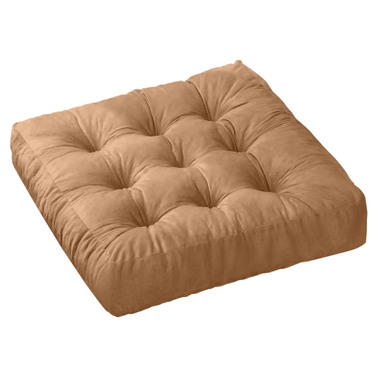NEST & LOOM Floor Cushions - Large Square Tufted Floor Pillow, Meditation Cushion, Floor Chair Pillow for Seating & Lounging - Soft & Supportive, Brown - 21.65" x 21.65"