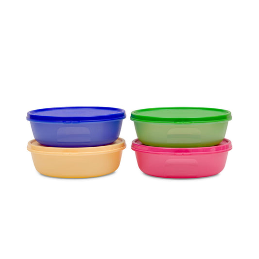 Tupperware Plastic Bowl (1000Ml, Multicolour) -4 Piece - Multicolor