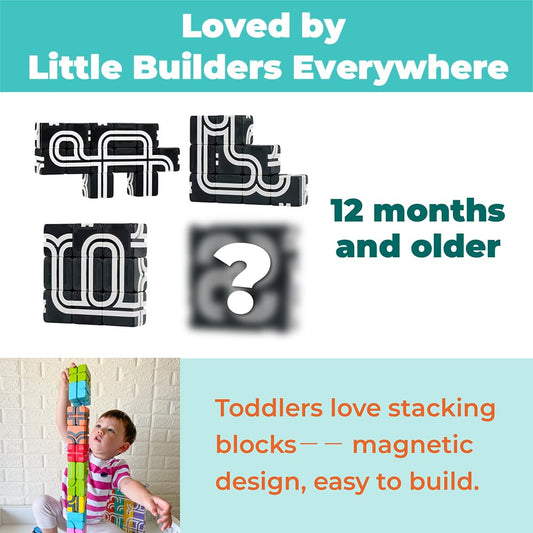 QBI Toy 2 Sets Combo | Supermarket Adventures & Happy World Play, Magnet Building Tiles, Colorful Blocks Construction Educational STEM Toys with Kids car for 2+ Year Old Boys & Girls (32 pcs+ 9 pcs)
