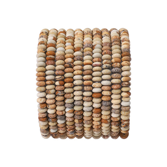 BEADIA Natural Brown Picture Disk Stone Beads 4x2mm 160pcs Rondelle Loose Semi Gemstone Beads for Jewelry Making Design