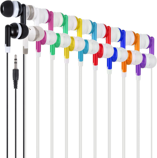 Wjjitan 50 Pack Hospitals,Gifts(50Mixed) Kids Bulk Earbuds Headphones Earphones Multi Colored, Wholesale Disposable Ear