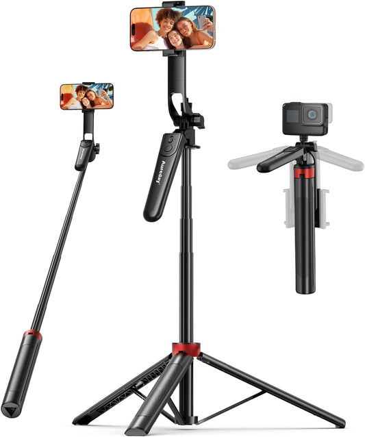 Aureday 72" Phone Tripod and Selfie Stick, Cell Phone Tripod Stand with Wireless Remote & Extendable Phone Mount