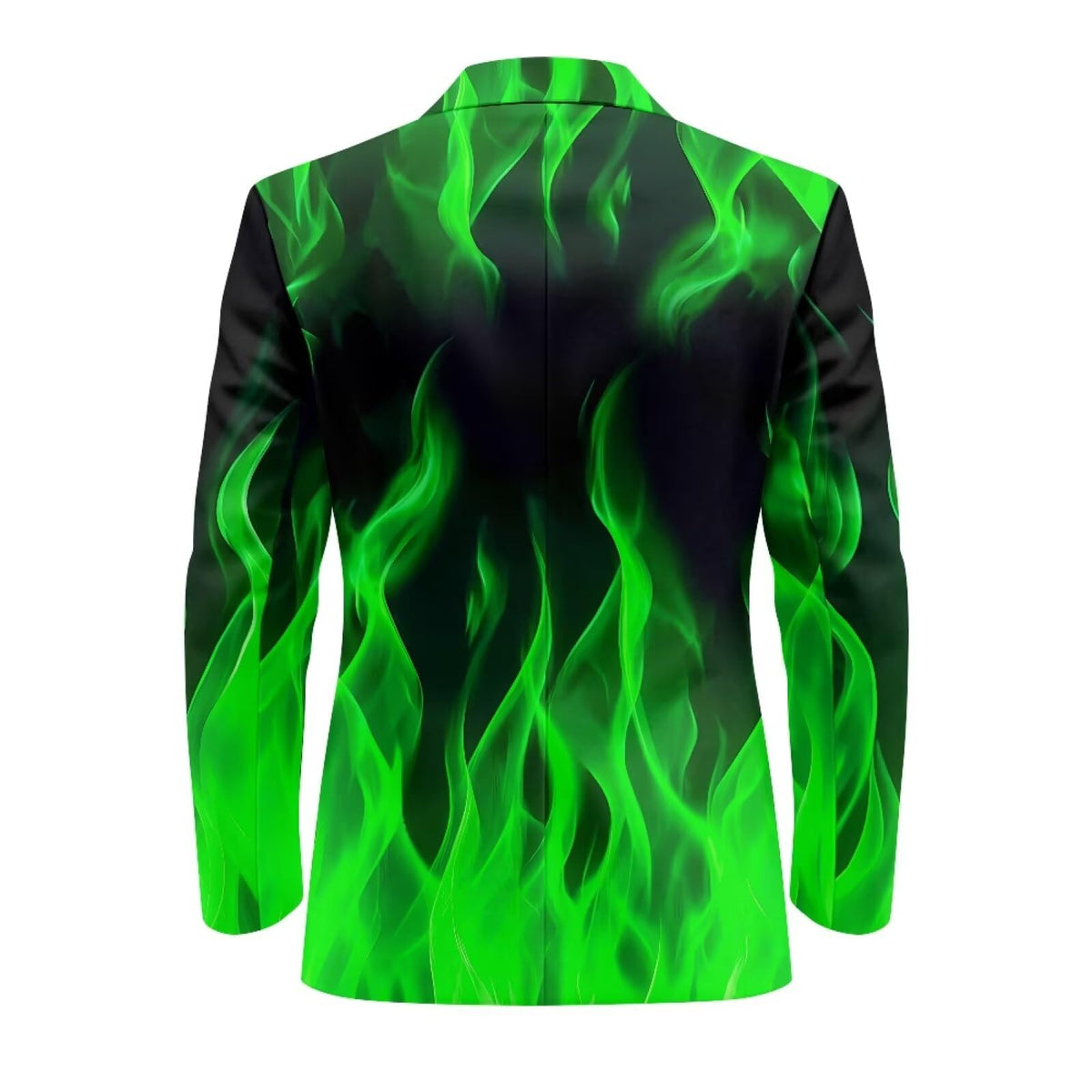 Zarisguat Green Fire Flame Men's Dress Party Suit Jacket Notched Lapel Slim Fit One Button Blazer Sport Coats Size M