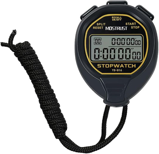 Digital Simple Stopwatch, 1/30 Lap Basic Stopwatch, No Bells, No Clock, No Alarm, Silent, Child Friendly, ON/Off for Swimming Coaches Kids