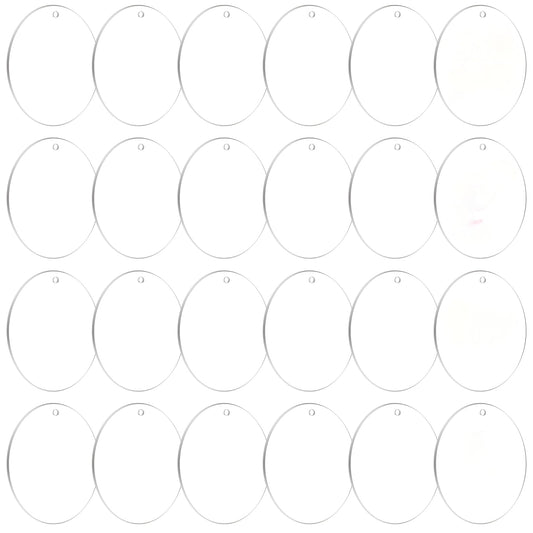 Vivacryl Clear Acrylic Ornaments Blank, 30 Pack Round Christmas Blanks, 4 Inch Diameter with Hole, Plastic Circles Disc for Holiday DIY Craft Decoration