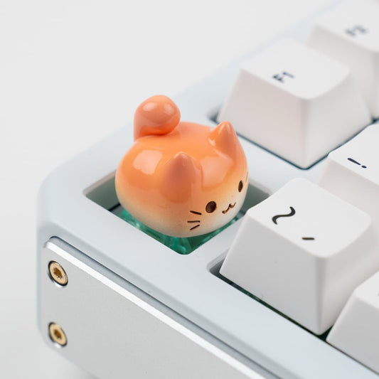 Witwikey 1U Artisan Cat Keycap for Mechanical Keyboards Esc, Orange Cat, Handmade Resin, Size, MX Switch Compatible