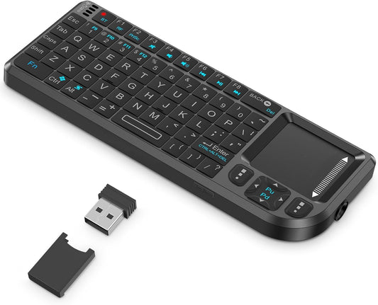 Burhoo 2.4G Mini Keyboard with Touchpad, Mini Bluetooth Keyboard, Ultra-Thin Handheld Wireless Portable, Suitable