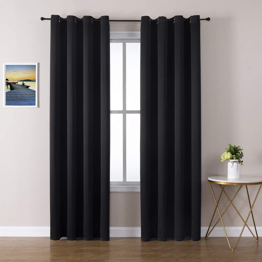 ChrisDowa Blackout Curtains - Thermal Insulated Room Darkening Panels for Bedroom & Living Room | Black, 52 x 84 Inch