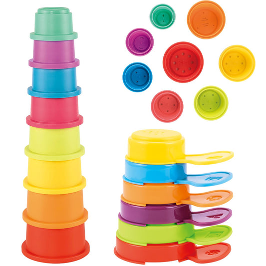 Bath Toys for Babies 6-12 Months, 14PCS Baby Stacking Cups for Toddlers 1-3 with Colorful Bathtub Water Toys and Educational Nesting Cups & Bath Spoons Montessori Bath Toys for 1 Year Old