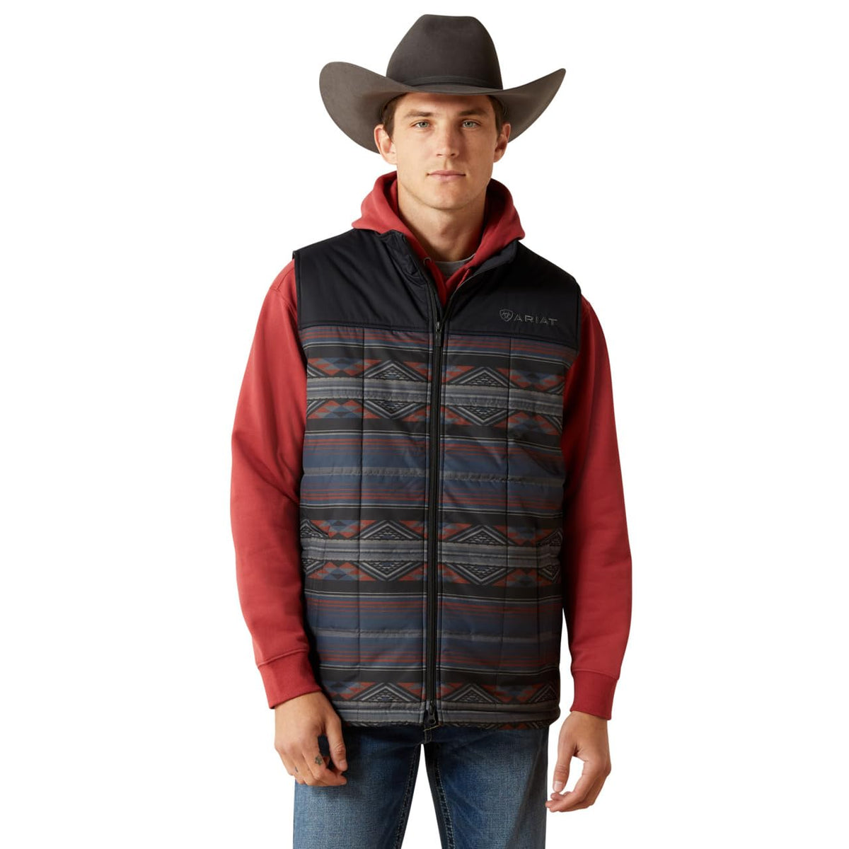 ARIAT Crius Insulated Vest, Southwestern/Rust, Large Tall