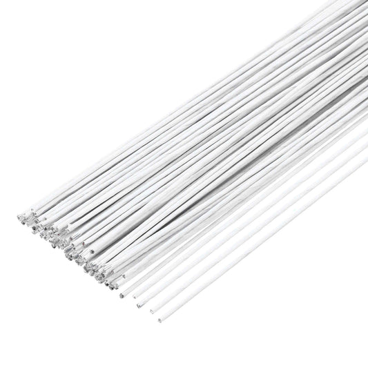 MECCANIXITY 100pcs White Floral Wire Stems Bendable 0.9mm 20 Gauge Florist Wire for Artificial Flower Making Crafts Wreaths Supplies