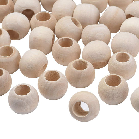 Ornazy 500Pcs 20mm Wood Round Spacer Beads Wooden Large Hole Craft Balls Natural Unfinished Macrame Beads for Jewelry Making DIY Accessories