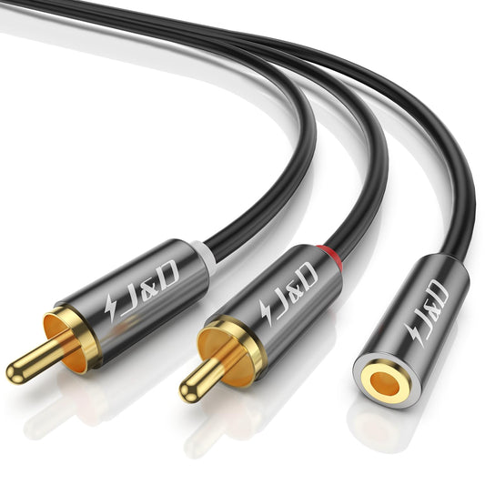 3.5mm 3.5mm 2 MP3, 6 J&D to RCA Adapter Cable, Gold Plated Female to RCA Male Stereo Audio Y Cable for Record Player
