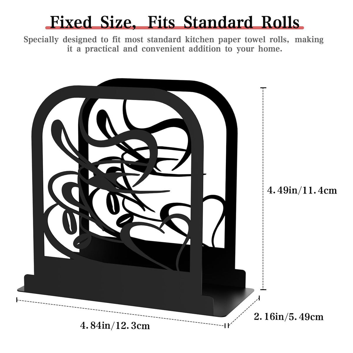 Modern Standing Napkin Holder for table, Black Metal Napkin Dispenser, Coffee time Theme Style Napkin Holder, Suitable for Kitchen, Coffee Shop, Dining Room