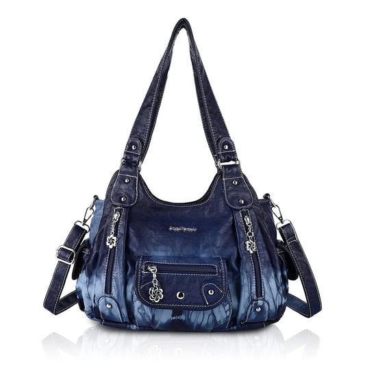 Angel Barcelo Women Purses and Handbags PU Leather Shoulder Bag Fashion Hobo Bags for Women (Fashion Blue)