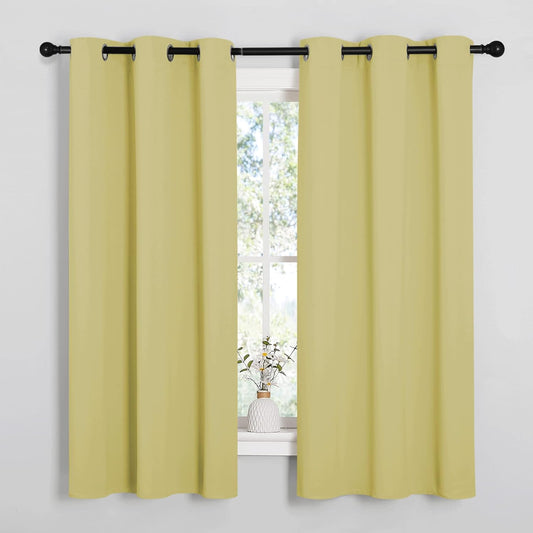 NICETOWN Room Darkening Curtains - Thermal Insulated Grommet Drapes for Kitchen | Set of 2, 42" x 48", Paler Yellow