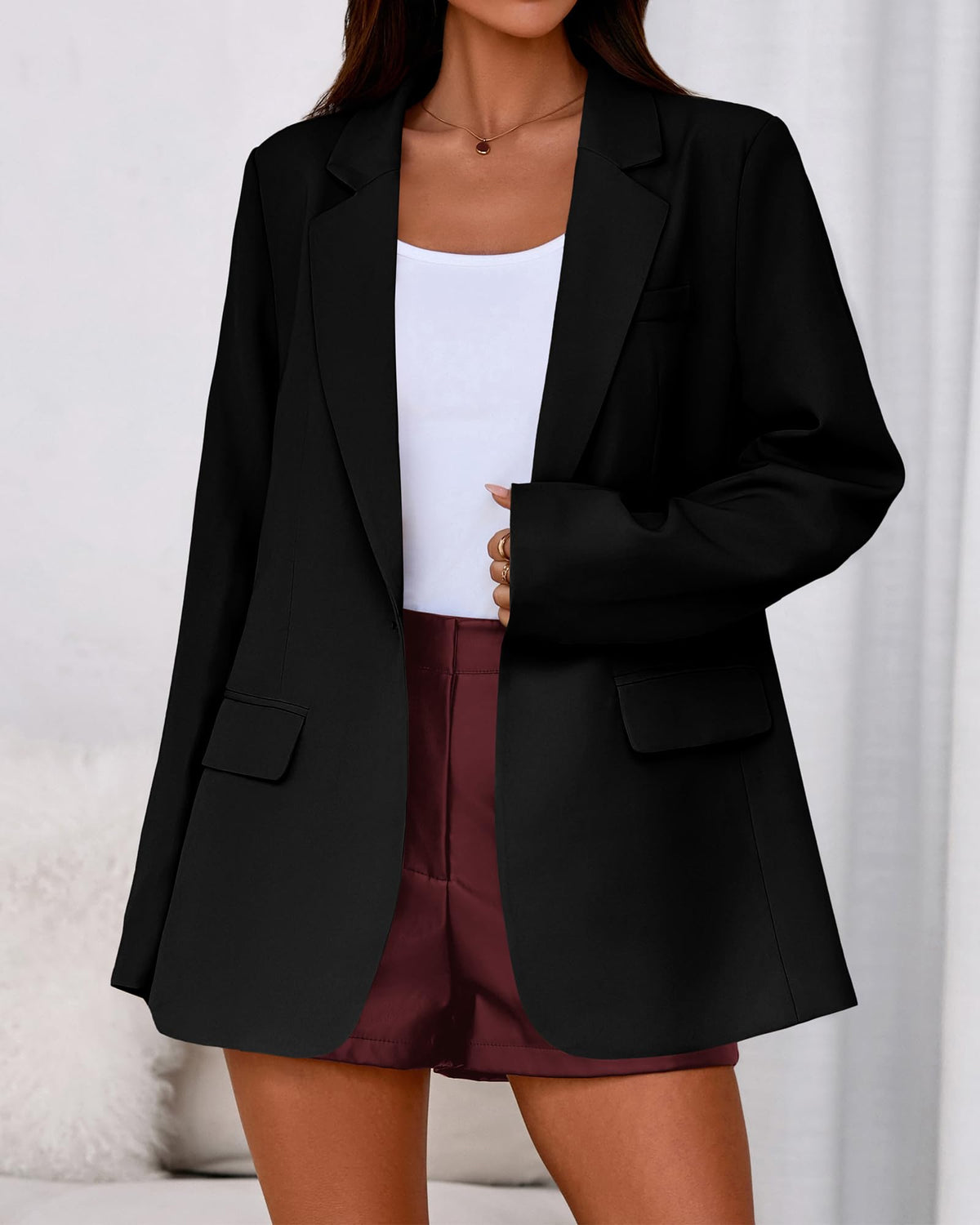 BTFBM Oversized Blazers for Women Business Casual,Black,XXL