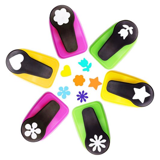 Flower Hole Punches, Star Hole Punch, Heart Punch, Flower Punches, Flowers Paper Puncher, 1 inch Hole Puncher for Crafts, 6PCS Flowers Shape HolePuncher, Heart PaperPunch for Scrapbooking