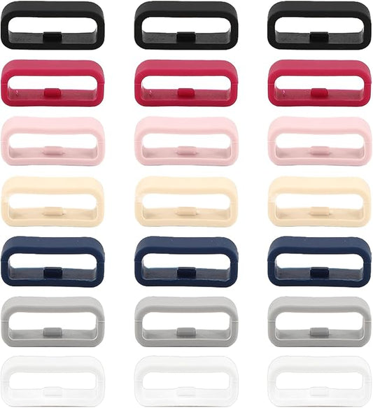 21 Pieces of Magic Band Clips, Magic Band Plus, Silicone Fastener Rings Loop Secure Holder Protectors Suitable for Smart Sports Watches(7 Colors)