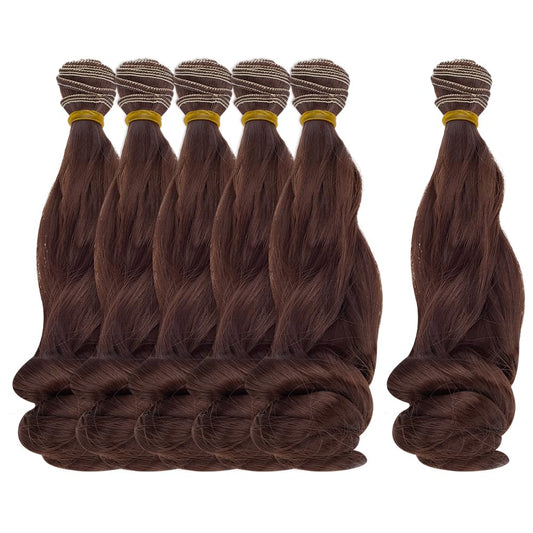 CRAFTYMELODY 6 Pcs Doll Wig 200mm Doll Curly Wigs Long Hair Extension Brown Color for Doll Making Kit Arts Supplies DIY Handmade Crafts