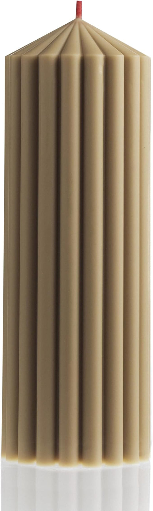 LAWA Ribbed Peak Pillar Candle - Large Beautiful Handmade Pillar Scented Soy Wax Candle Elegant Bubble Aesthetic Candle Housewarming Gift Home Room Shelf Decor Idea White (Medium, Olive Beige)