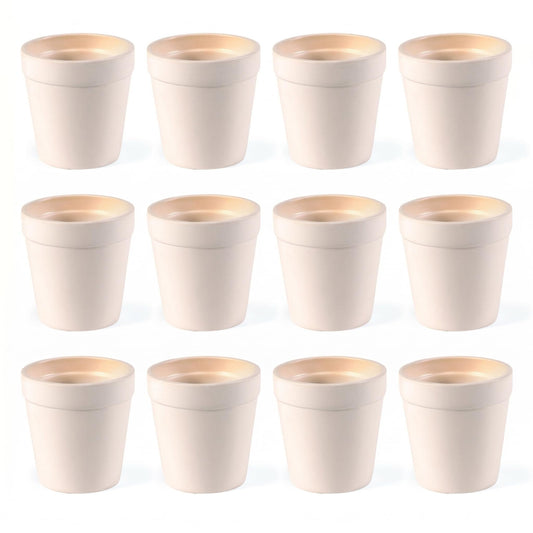 Fun Express Mini Flower Pots Ceramic Set of 12 - Unpainted White 3 Inch Plant Pots Ready to Paint | DIY Ceramic Painting Kit for Kids Craft Projects, Classrooms & Art Activities | Bisque Ceramics