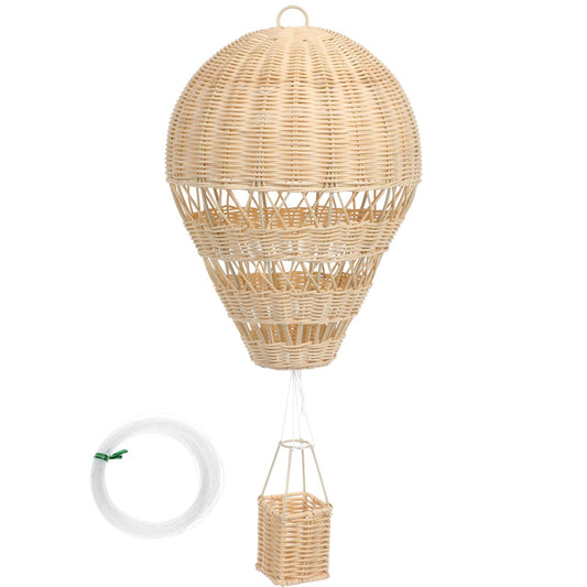 Toddmomy Rattan Woven Hanging Hot Air Balloon Decor - Natural Wicker Nursery & Kids Room Decoration for Baby Shower, Vintage Style DIY Craft Home Decor