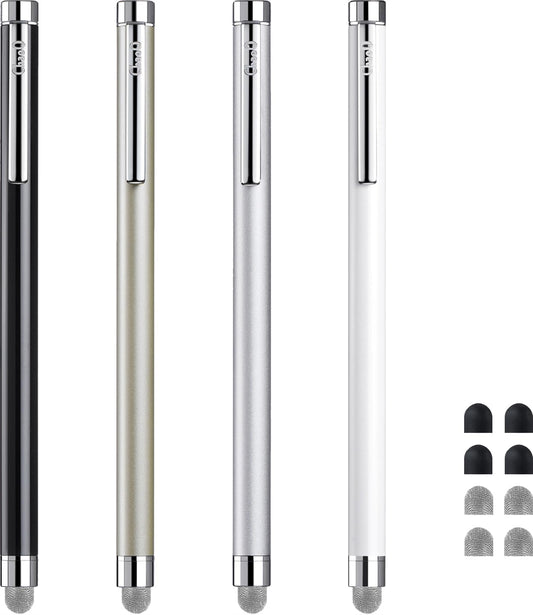 ChaoQ 4 4 4 Stylus Pens for Touch Screens, Pcs Mesh Fiber Stylus, with Replaceable Mesh Tips and Replaceable Rubber