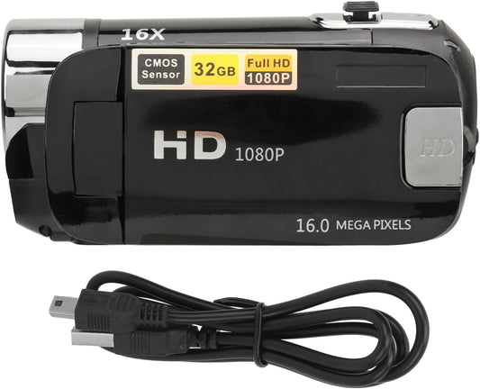Xiuganpo 1080P 16MP 16X 2.4inch 360 32GB Camcorder, Digital Zoom Vlogging Cam Corder Recorder Video Camera Camcorder