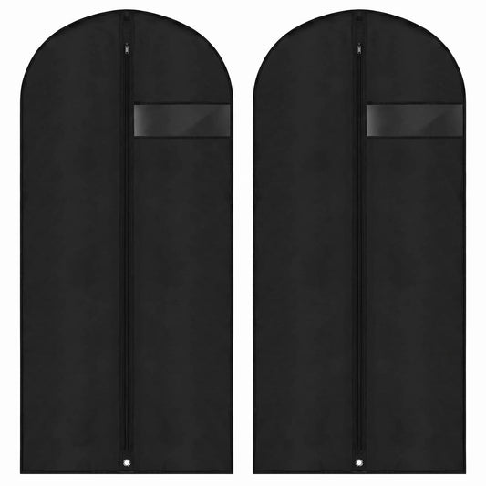 Bekecidi 2 Pcs Garment Bags for Hanging Clothes, Dust-Proof Clear Window Suit Bags for Suits Coats Dresses, Closet Storage & Travel Garment Covers (Black, 63 Inch)