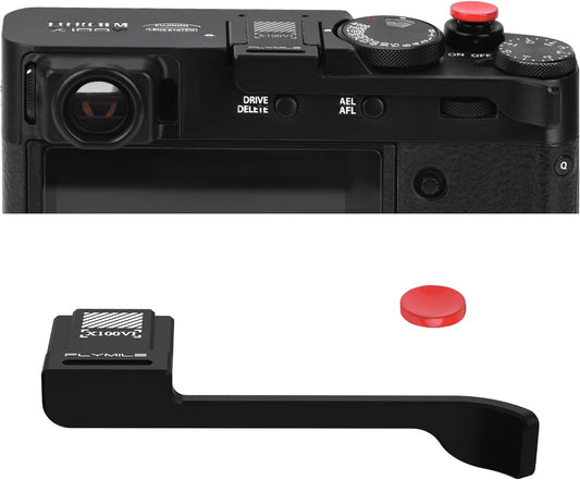 X100VI X100V Thumb Grip Metal Hot Shoe Cover with Shutter Button for FUJIFILM / Fuji Accessories (Black)