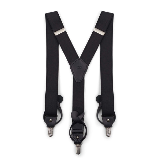 Tommy Hilfiger mens 32mm With Convertible Clip, Button and Strap apparel suspenders, Black, One Size US