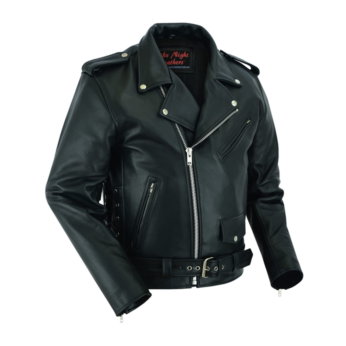 Daniel Smart Motorcycle Jacket for Men Genuine Black Leather Jacket with Polyester Thermal Lining Water Resistant Leather Jacket with Concealed Armory Pocket & Heavy Duty Zippers