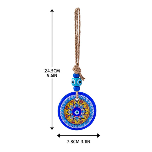 3.1" Glass Evil Eye Mandala Bead Large Turkish Nazar Amulet Home Protection Charm Wall Hanging Ornament for Christmas Tree