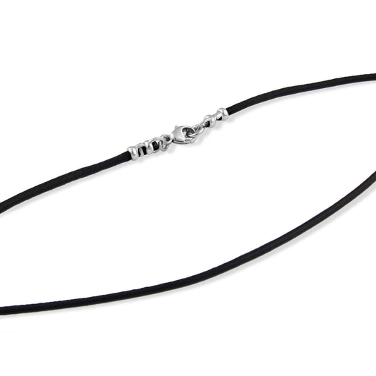2mm Black Leather Cord Necklace with Sterling Silver Lobster Clasp 12" - 30" (22)