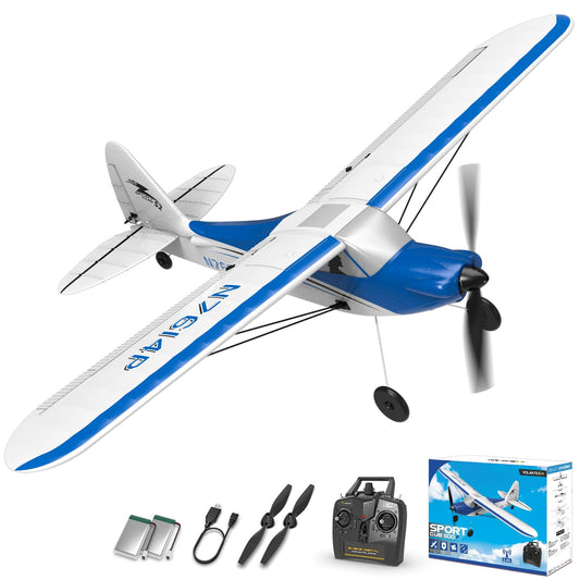 VOLANTEXRC RC Plane Trainer Sport Cub 4CH Remote Control Airplane with Prop Saver, 6-Axis Gyro Stabilizer & 3 Modes to Fly, Radio Controlled Aircraft RTF for Beginners & Adults (500mm,Blue)